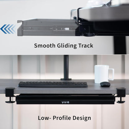 VIVO 22 inch Clamp-on Sliding Pull-Out Under Table Drawer for Office Desk, Shallow Storage Organizer for Sit Stand Workstation, Black, DESK-DR22L