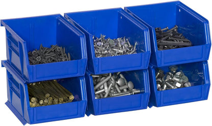 Akro-Mils 30210 AkroBins Plastic Storage Bins, Space-Saving Stackable Bins for Garage, Pantry, Craft Organization, 5" x 4" x 3", Stone, 6-Pack