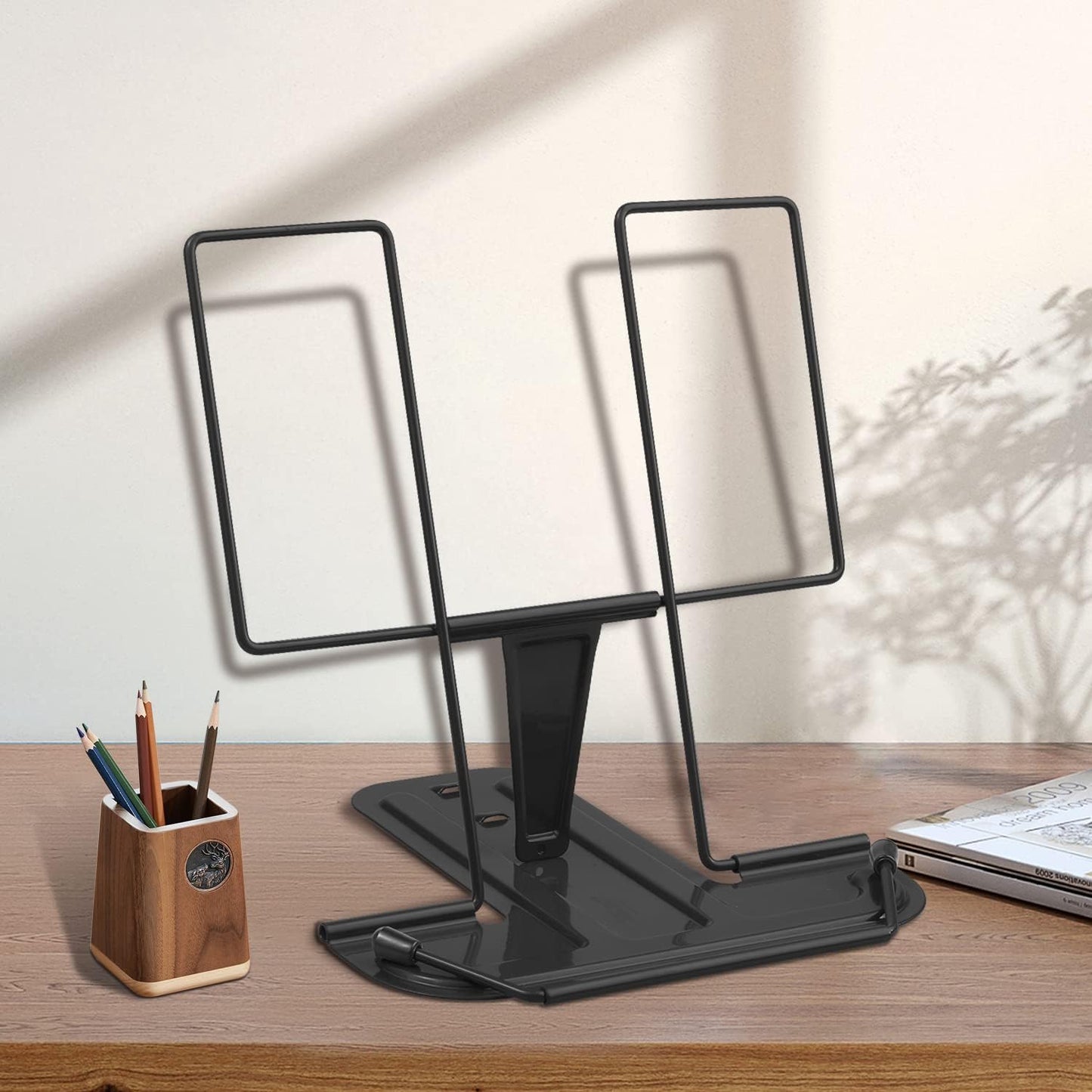 Honagu Book Stand for Reading, Adjustable Reading Rest Book Holder, Documents Holder, Sturdy Typing Stand for Recipes Textbooks Tablet Music Books (Green)