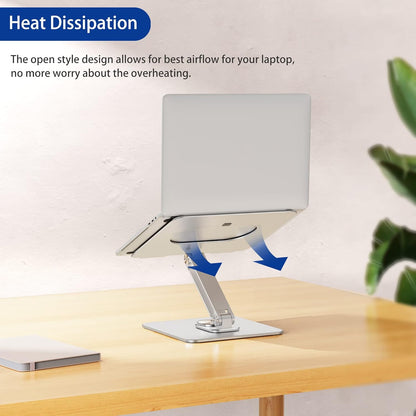 BESIGN LSX7 Laptop Stand with 360 Rotating Base, Ergonomic Adjustable Notebook Riser, Foldable Computer Holder Compatible with 10-15.6" Laptops (Black)