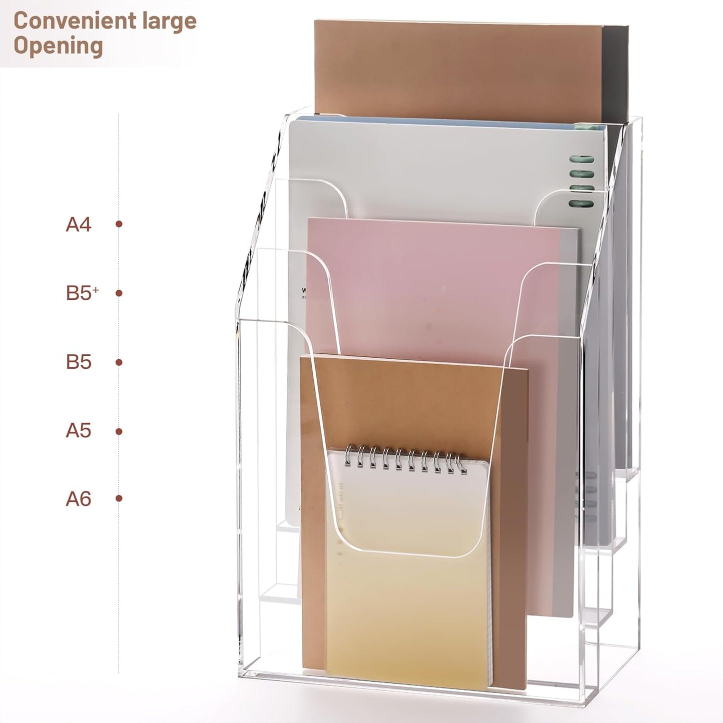 YUXUN Acrylic File Folder Holder, Vertical File Storage, Clear Desktop Organizer, 2 Pockets