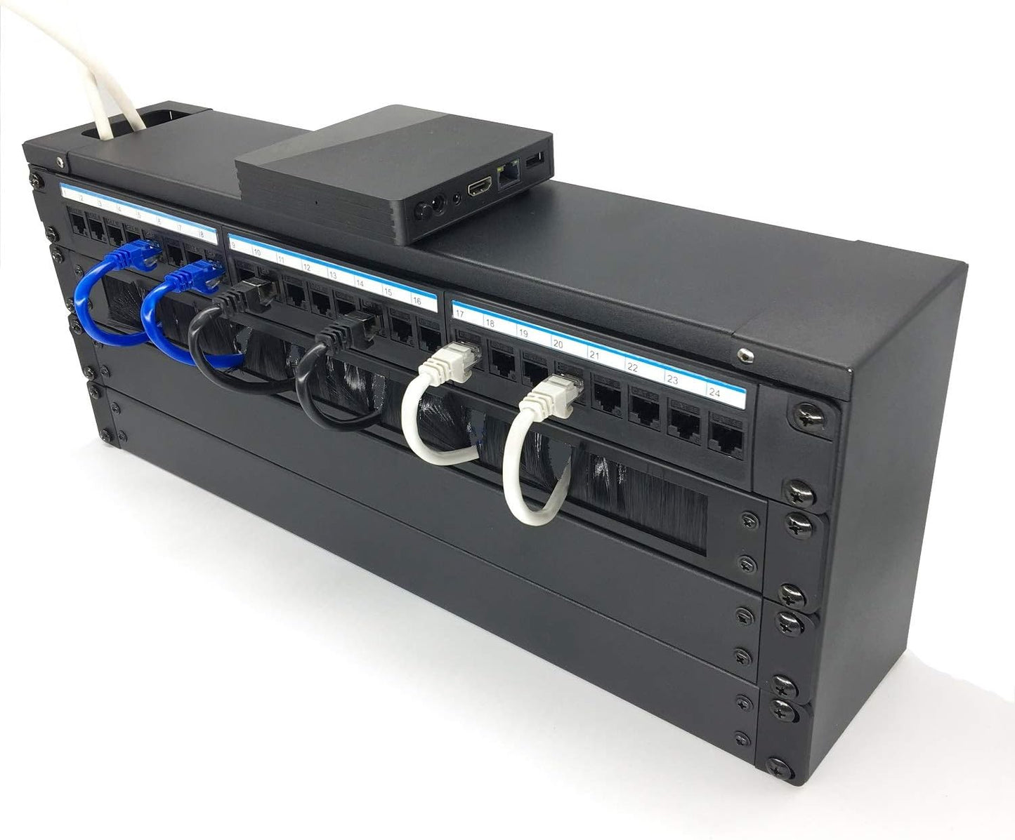 Jingchengmei 1U Disassembled Rack Mount Cable Management Panel with Brush for Cable Entry for 19-Inch Rack or Cabinet Black (BF01UAB2)