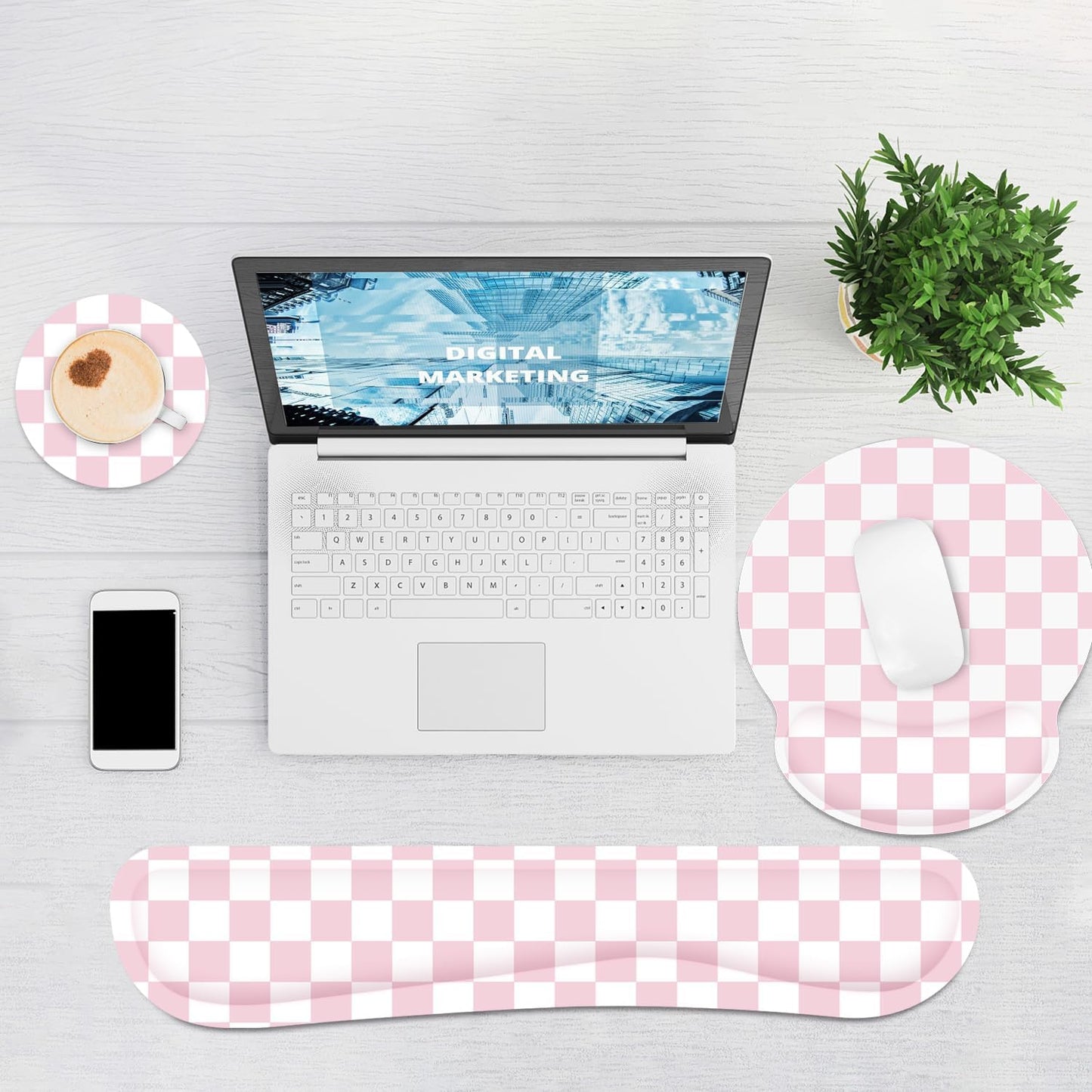 Ergonomic Mouse Pad with Wrist Rest and Keyboard Wrist Rest, Memory Foam Wrist Rest for Computer Keyboard, Easy Typing, Pain Relief, Mouse Pad Wrist Support for Gaming,Office, Laptop, Black Flower