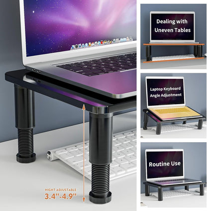 Hemudu Clear Computer Monitor Stand Riser with Height Adjustable Multi Media Desktop Stand for Flat Screen LCD LED, Laptop/Notebook/Xbox One,HD01T-002