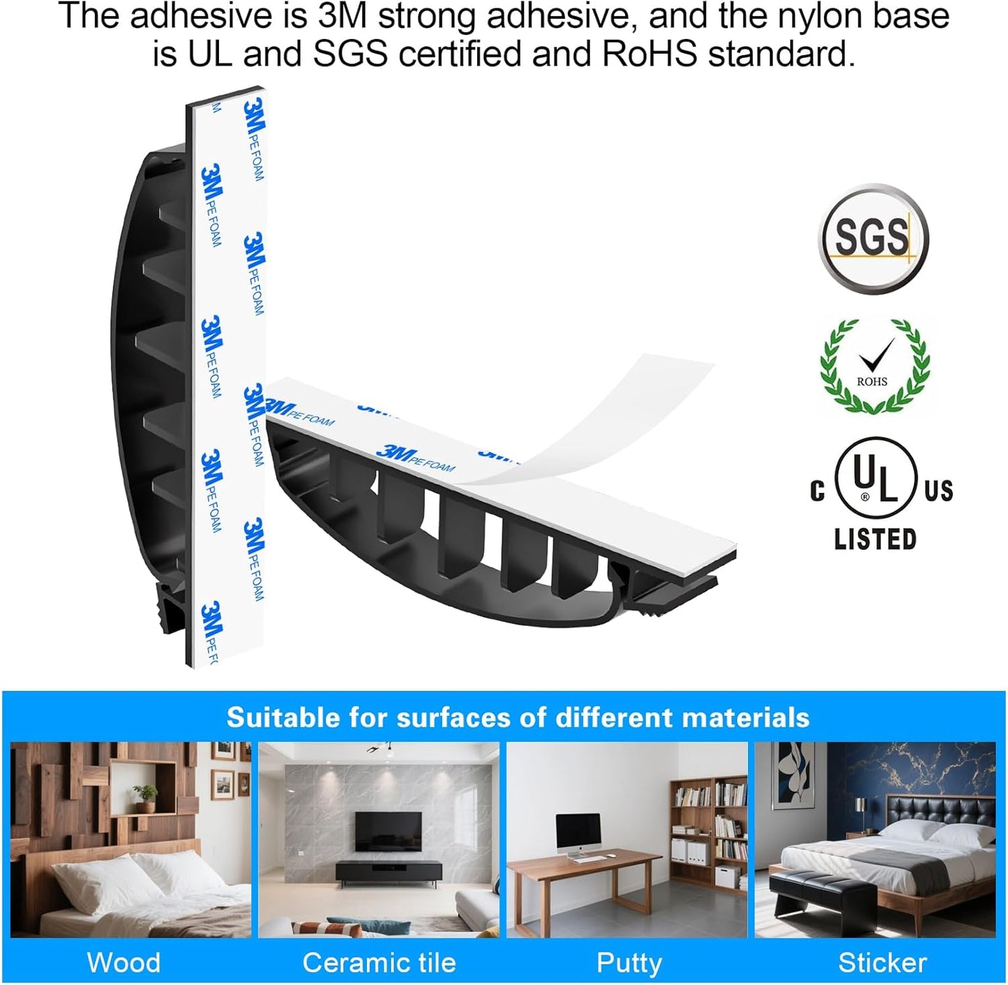 XHF 100pcs Adhesive Cable Wire Clips Black, Outdoor Cable Management Wire Organizer Cord Holder for Under Desk, Car, Wall, TV PC Ethernet Cable