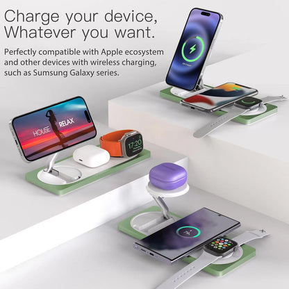 3-in-1 Charging Station for Apple Devices: Used for iPhone and Watch Charging Station with Magsafe Charger Stand, Wireless Charger for iPhone 17 Air 16 15 14 13 Series, Apple Watch Ultra, AirPods Pro