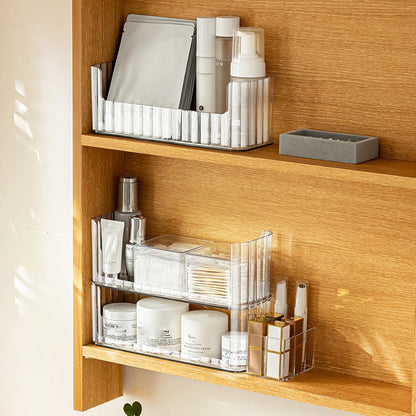 MORNITE Bathroom Medicine Cabinet Organizer Set, Narrow Compact Makeup Shelves Holder for Lipstick, Cosmetic, 2 Pcs Trays for Cabinet Door Wall, Vanity - Clear