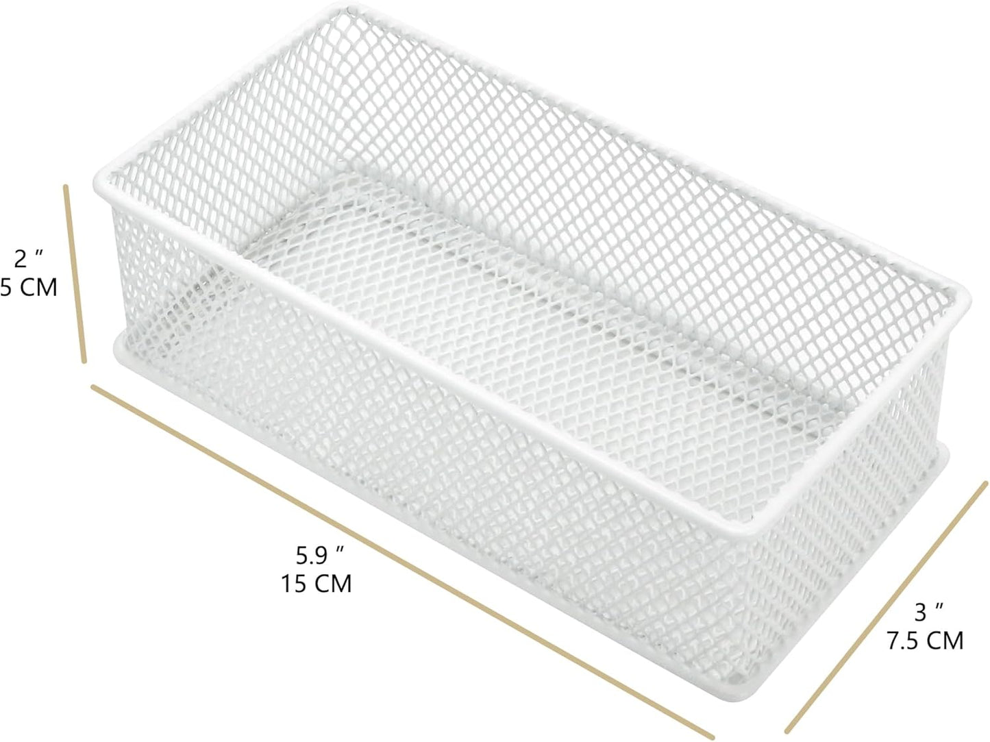 Annova Stackable Mesh Drawer Cabinet and Shelf Organizer Bins Storage Basket School Office Supply Holder Tray- Set of 2 (Gold, 3x3x2 Inch)