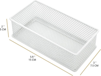 Annova Stackable Mesh Drawer Cabinet and Shelf Organizer Bins Storage Basket School Office Supply Holder Tray- Set of 2 (Gold, 3x3x2 Inch)