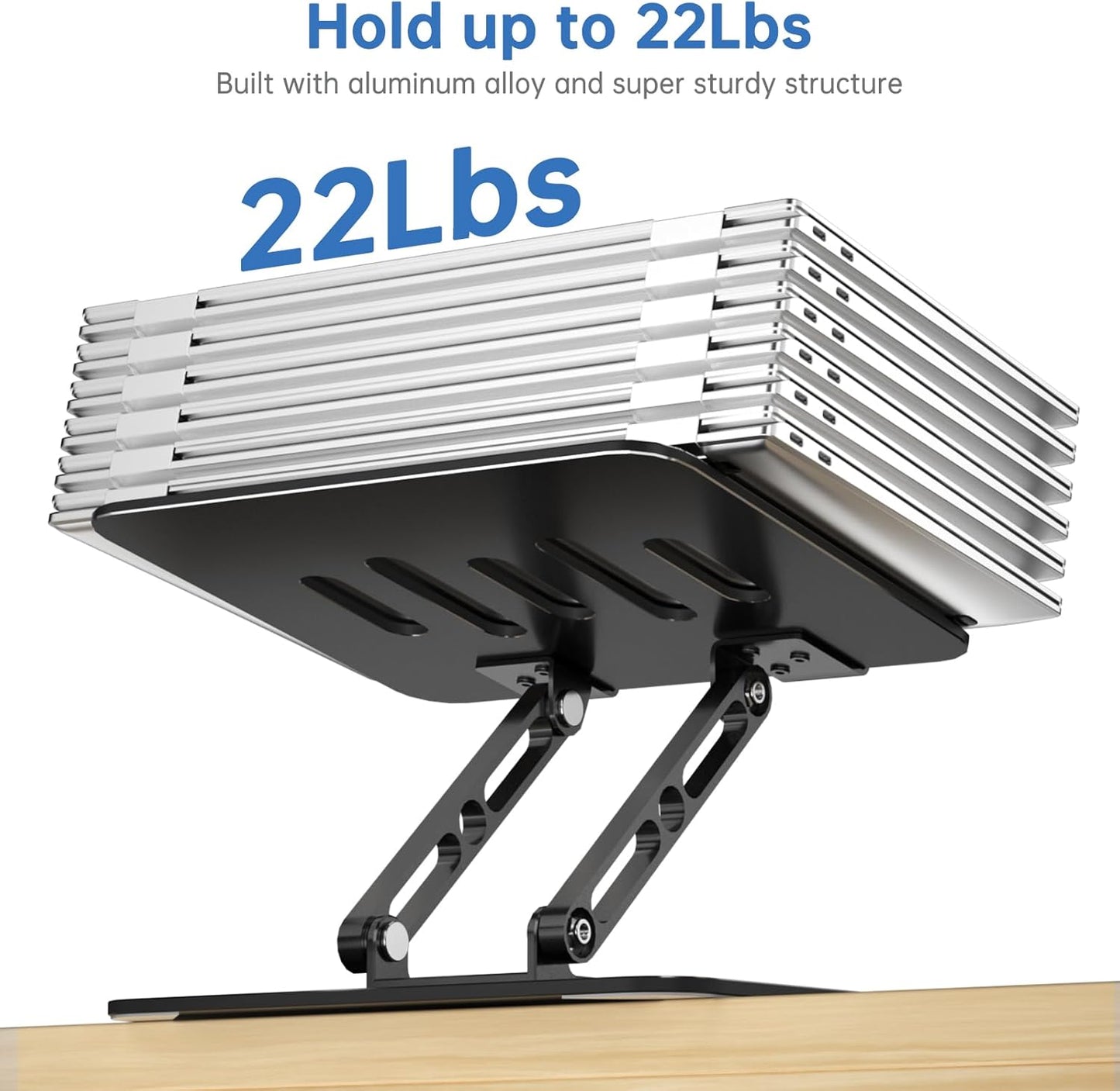 Laptop Stand for Desk Adjustable Computer Stand with 360 Rotating Base Ergonomic Laptop Riser Mount for Desk Foldable Protable Computer Desk Fits with MacBook Pro Air, Round Black