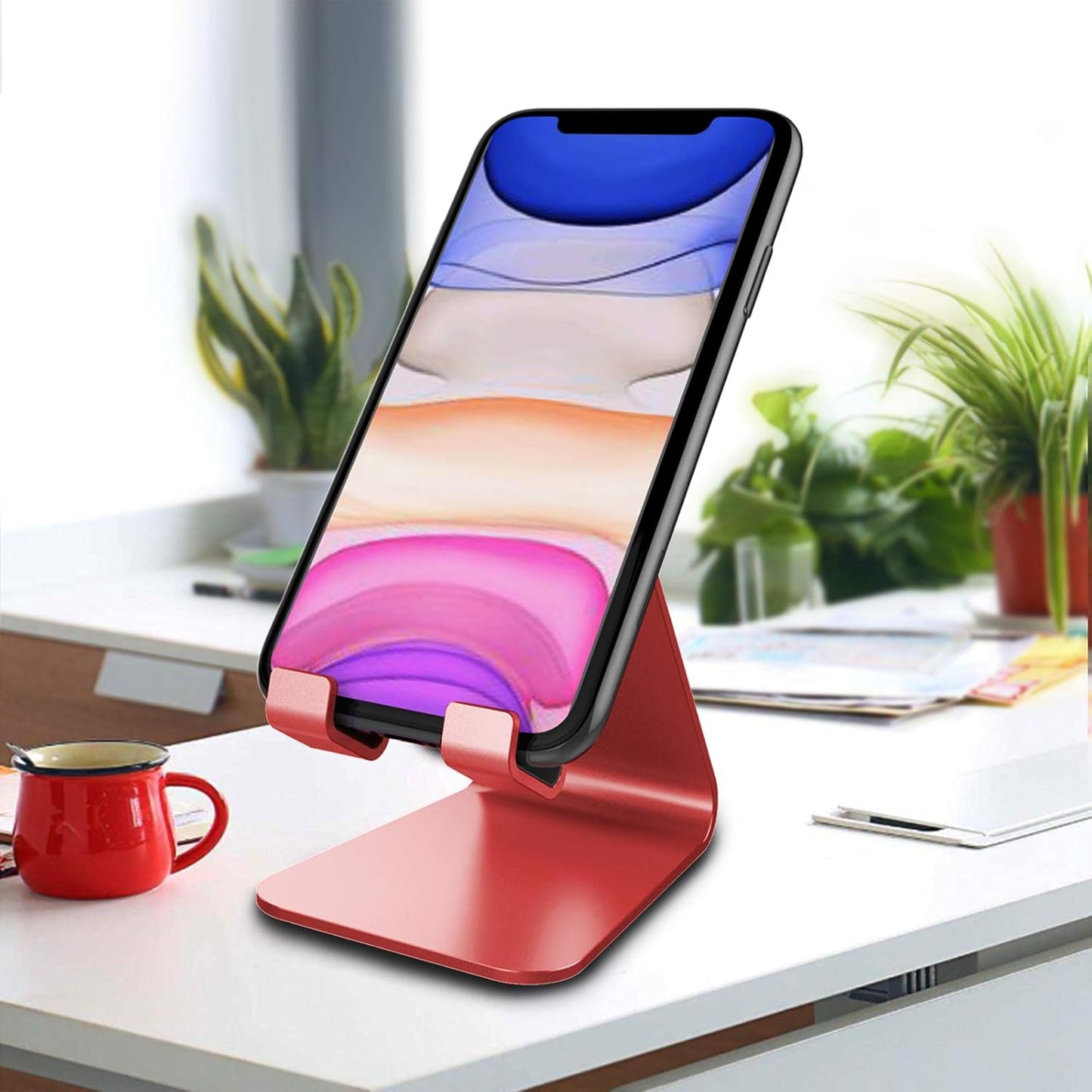 CreaDream Cell Phone Stand, Cradle, Holder, Aluminum Desktop Stand Compatible with Switch, All Smart Phone, iPhone 15 14 13 12 Pro Max Plus Mini Xr X Se 8 SE -Rose Gold