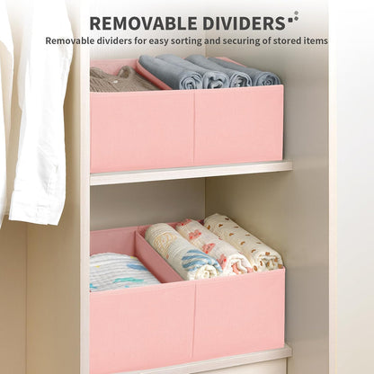 DIMJ Closet Storage Bins, 6 Pack Storage Baskets for Shelves, Foldable Closet Organizer with Handle, Linen Closet Organizers and Storage for Clothes, Toys, Towel, Books (Black)
