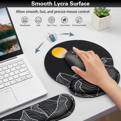 Mouse Pad with Wrist Rest Set, Qomolama 3-in-1 Wrist Support Mouse Pad Set, Floral Gaming Mousepad with Anti-Skid Base,Ergonomic Mouse Pad,Memory Foam Keyboard Gel Wrists Rest