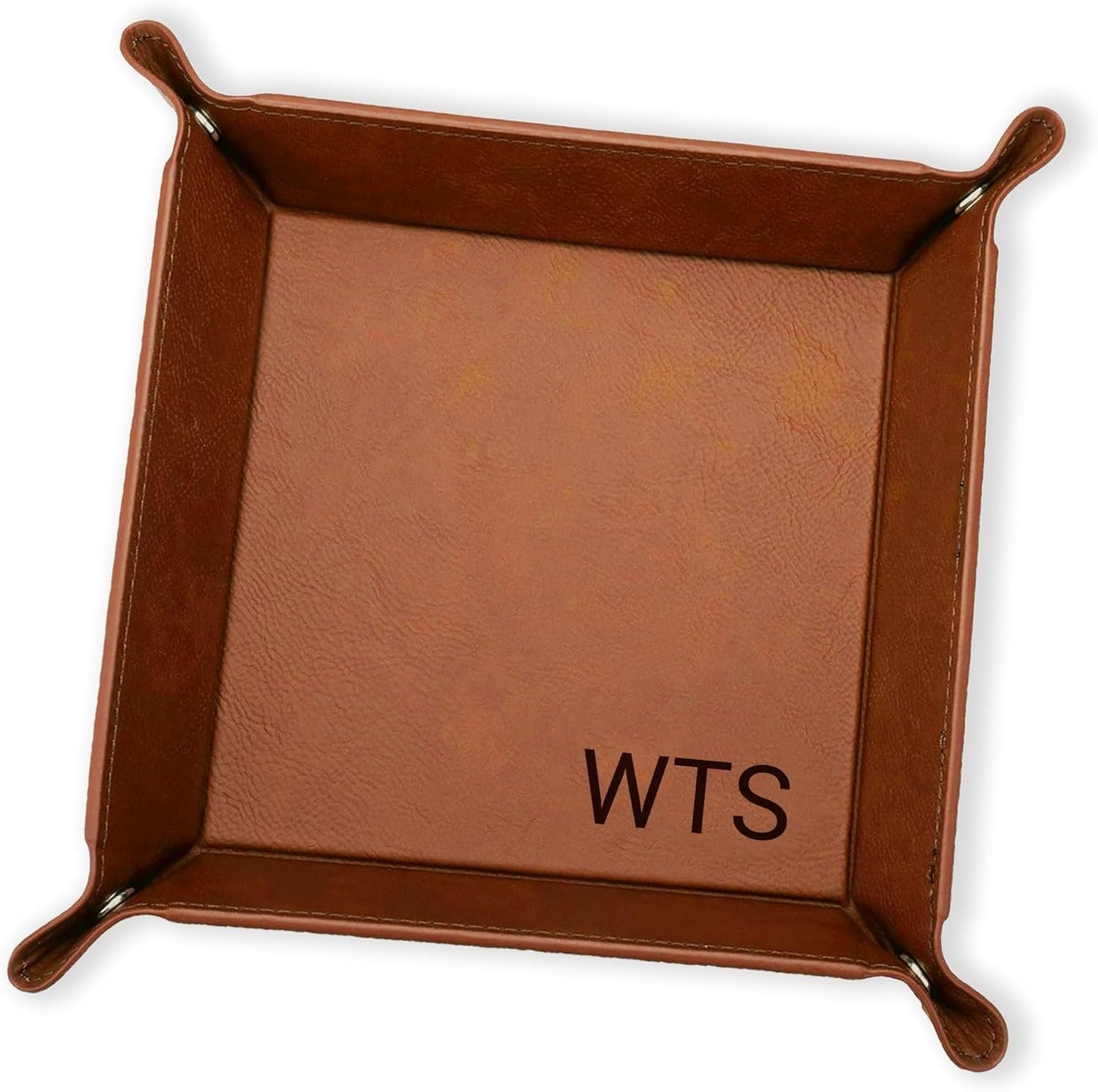 Personalized Valet Trays, Custom Engraved Leather Keys Tray for Men - Catchall Tray Organizer for Entryway Table, Unique Dad Birthday Gift from Daughter Son, Father Day (Custom Text)