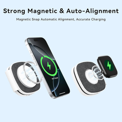 Charging Station for Apple Multiple Devices：2 in 1 Foldable Wireless Charger for Magnetic Wireless Charger Station Travel Charging Pad for Apple iPhone 17 16 15 14 13 12 Series& Apple Watch& Airpods