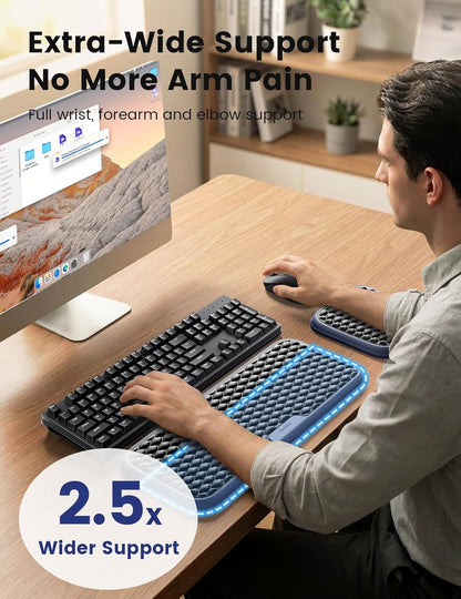 Vaydeer Wrist Rest for Keyboard and Mouse, Computer Ergonomic Wrist Support Pad, Soft Memory Foam Arm Cushion for Desk, Palm Hand Office Laptop Typing