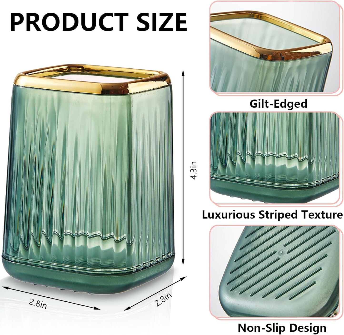 Pen Holder for Desk,Plastic Pencil Holder,Makeup Brushes Cup, Green Pen Pencil Organizer Desktop Supplies and Desk Accessories for Women, Pen Cup Pencil Caddy for Office Home Art Supply