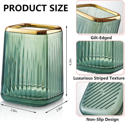 Pen Holder for Desk,Plastic Pencil Holder,Makeup Brushes Cup, Green Pen Pencil Organizer Desktop Supplies and Desk Accessories for Women, Pen Cup Pencil Caddy for Office Home Art Supply