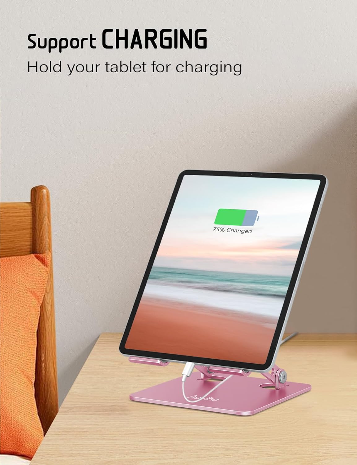 Aoviho Tablet Stand Holder for Desk, Adjustable Desktop Tablet Holder, Foldable Aluminum Tablet Mount for iPad pro 12.9, iPad Air Mini, Samsung Galaxy Tabs Z Fold Kindle Fire 4-12 inch Purple