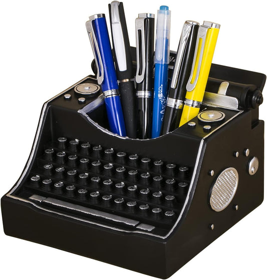 Retro Typewriter Pen Holder Decorative Resin Vintage Pencil Holders Desk Organizer for Writer's Desk (Iron)