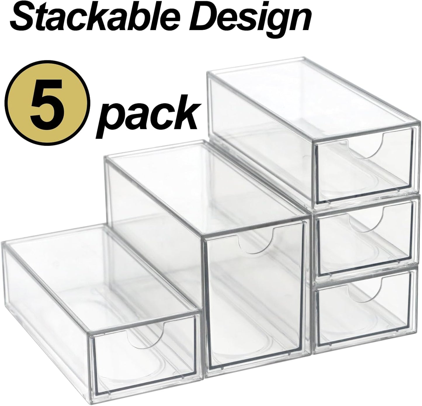 Acrylic Makeup Organizer, 10 Drawers Clear Storage Organizer Desktop Stackable Storage Drawers, Plastic Organizer Bins for Makeup, Stationery, Cosmetics, Vanity, Bathroom,Cabinet,Pantry Office Desk