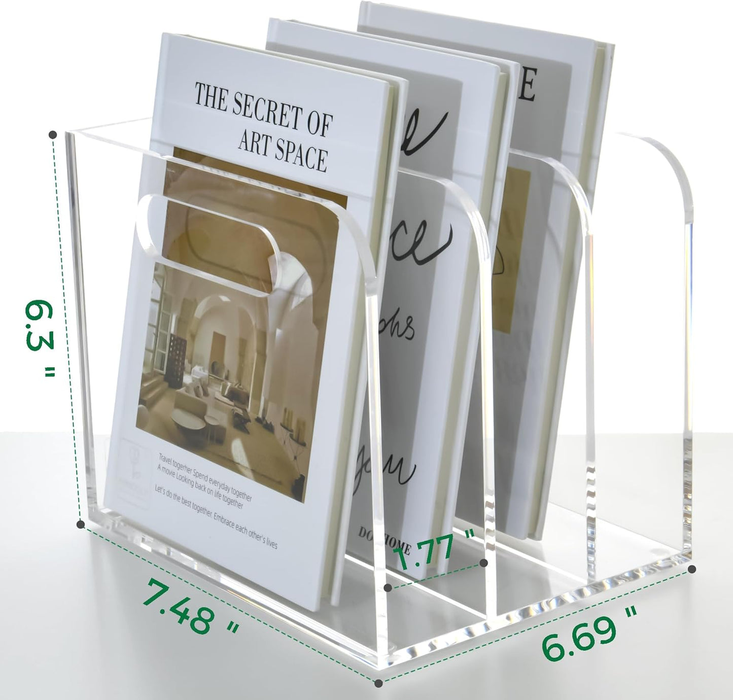 Clear Acrylic Organizers - 5 Vertical Compartments Acrylic Folder Organizer & File Organizer, Desk Document Storage Bins for Magazines, Binders - Multipurpose Home Office Desk Organizer