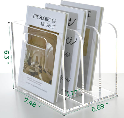 Clear Acrylic Organizers - 5 Vertical Compartments Acrylic Folder Organizer & File Organizer, Desk Document Storage Bins for Magazines, Binders - Multipurpose Home Office Desk Organizer
