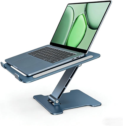 LRLKFX Laptop Stand Portable Foldable Aluminum Laptop Riser Height Adjustable Ergonomic Holder for Desk Compatible with MacBook Air Pro, Dell, HP, Lenovo & More 10-15.6" - Silver