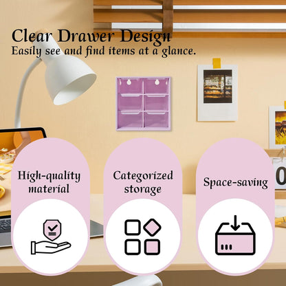 Small Drawer Organizer for Desk, 4.7" x 4.7" x 3.8" Small Desktop Organizer with 6 Drawers, Plastic Storage Box for Office, Classroom, Craft and Home Organization