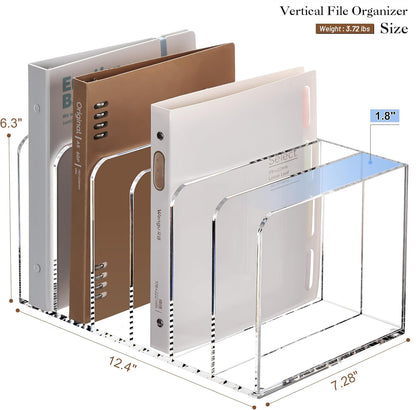 YUXUN Acrylic Magazine Holder,Clear Desk Organizer File Sorter for Notebook,Paper,Envelope,Magazine, Book Storage-Office/Home/Classroom Organization(4 Compartments,B5)