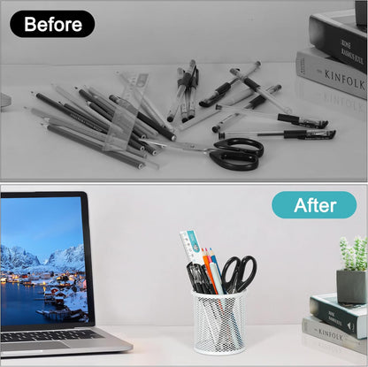 EasyPAG Pencil Holder for Desk, 2 Pack Metal Pen Organizer, Mesh Pencil Cup Organizer for Home, Office, Classroom, School, Black