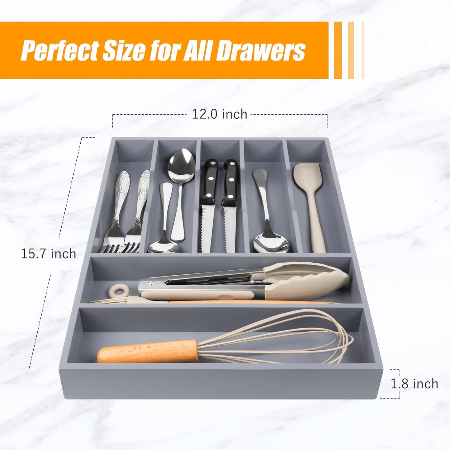 Kitchen Silverware Drawer Organizer and Storage Flatware Cutlery Utensil Holder Spice Rack Containers Bathroom Counter Cabinet Office Desk Makeup Drawer Tray Kitchen and Dining Tools Decor Accessories