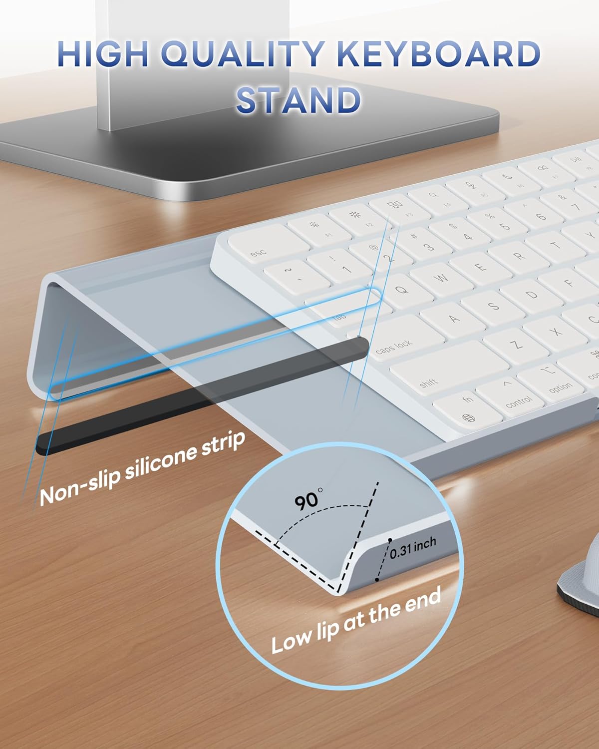 Laborio Computer Keyboard Wrist Rest Stand for Desktop, Keyboard Holder for Easy Typing with Wrist Pad for Office Desk, Home, School (Pink)