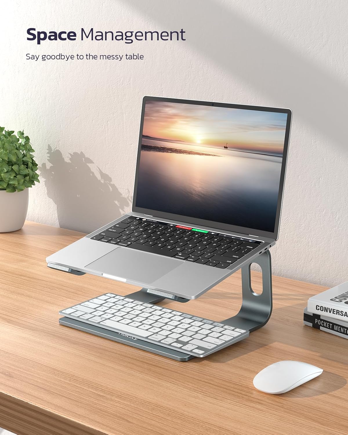 Nulaxy Laptop Stand, Ergonomic Aluminum Laptop Computer Stand, Detachable Laptop Riser Notebook Holder Stand Compatible with MacBook Air Pro, Dell XPS, HP, Lenovo More 10-16” Laptops - Rose Gold