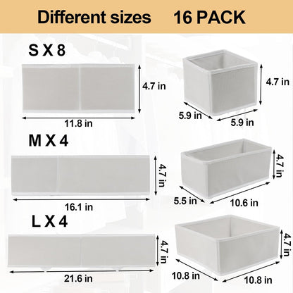 Fordonral 12 Pack Drawer Organizer Clothes, Foldable Fabric Dresser Organizer Closet Organizers and Storage Box for Underwear,Folded Clothes,Baby Clothing,Socks,Bra,Towels,Ties(12 Pack,Gray)