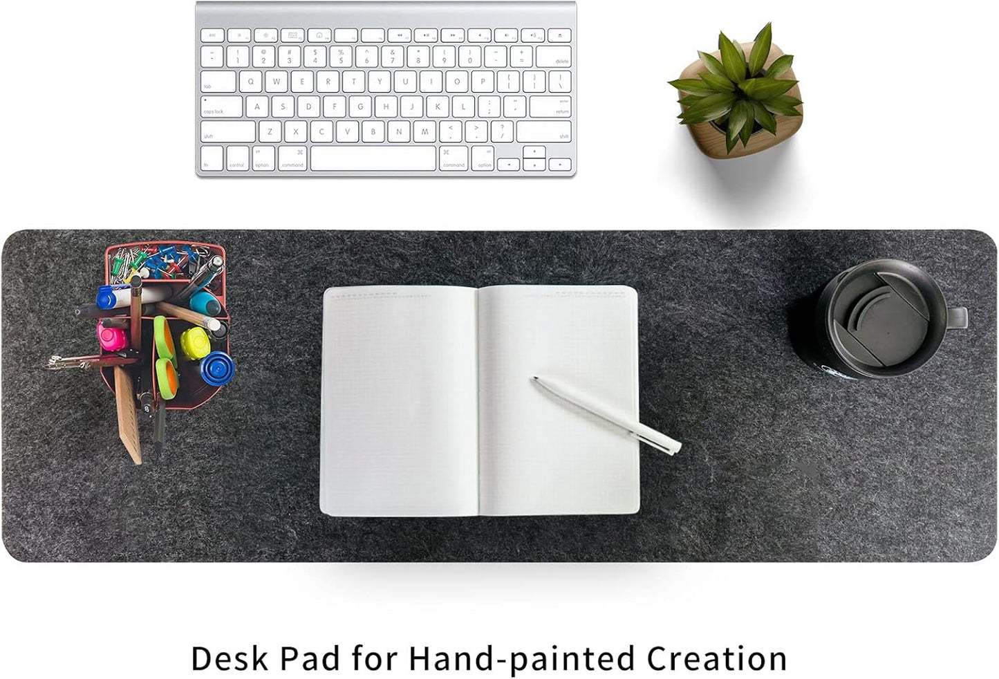DawnTrees Felt Desk Pad,Keyboard Mat (35.8" x 11.8"),Large Felt Mouse Pad,Computer Desk Mat XL,Desk Protector for Office (Light Gray)