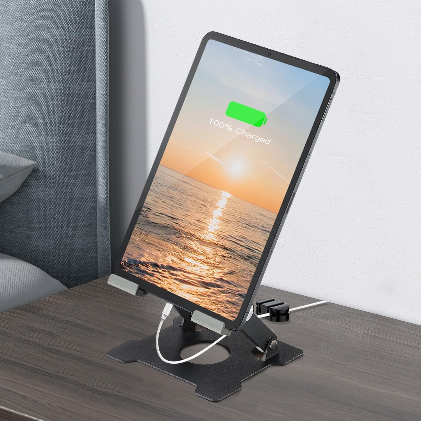 KABCON Quality Tablet Stand,Adjustable Foldable Eye-Level Aluminum Solid Up to 15-in Tablets Holder for Microsoft Surface Series Tablets,iPad Series,Samsung Galaxy Tabs,Amazon Kindle Fire,Etc.Silver