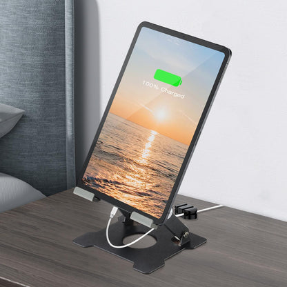 KABCON Quality Tablet Stand,Adjustable Foldable Eye-Level Aluminum Solid Up to 15-in Tablets Holder for Microsoft Surface Series Tablets,iPad Series,Samsung Galaxy Tabs,Amazon Kindle Fire,Etc.Silver