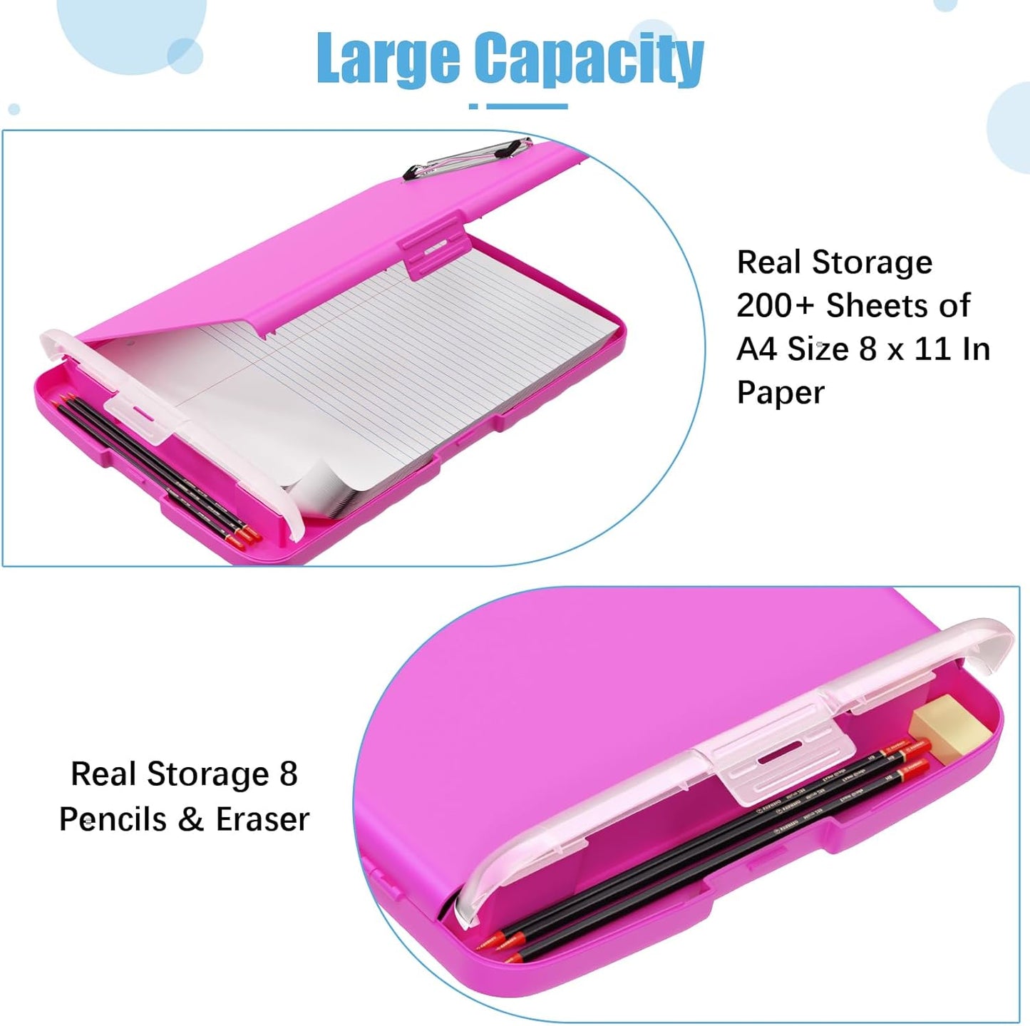 Hongri Clipboard with Storage with Pen Holder, Folder Nursing Clip Board 8.5 x 11 Foilo-Side Opening, High Capacity, Light Weight for Teachers, Classroom. Size 14 x 9.6 x 1.2 in(Pink)