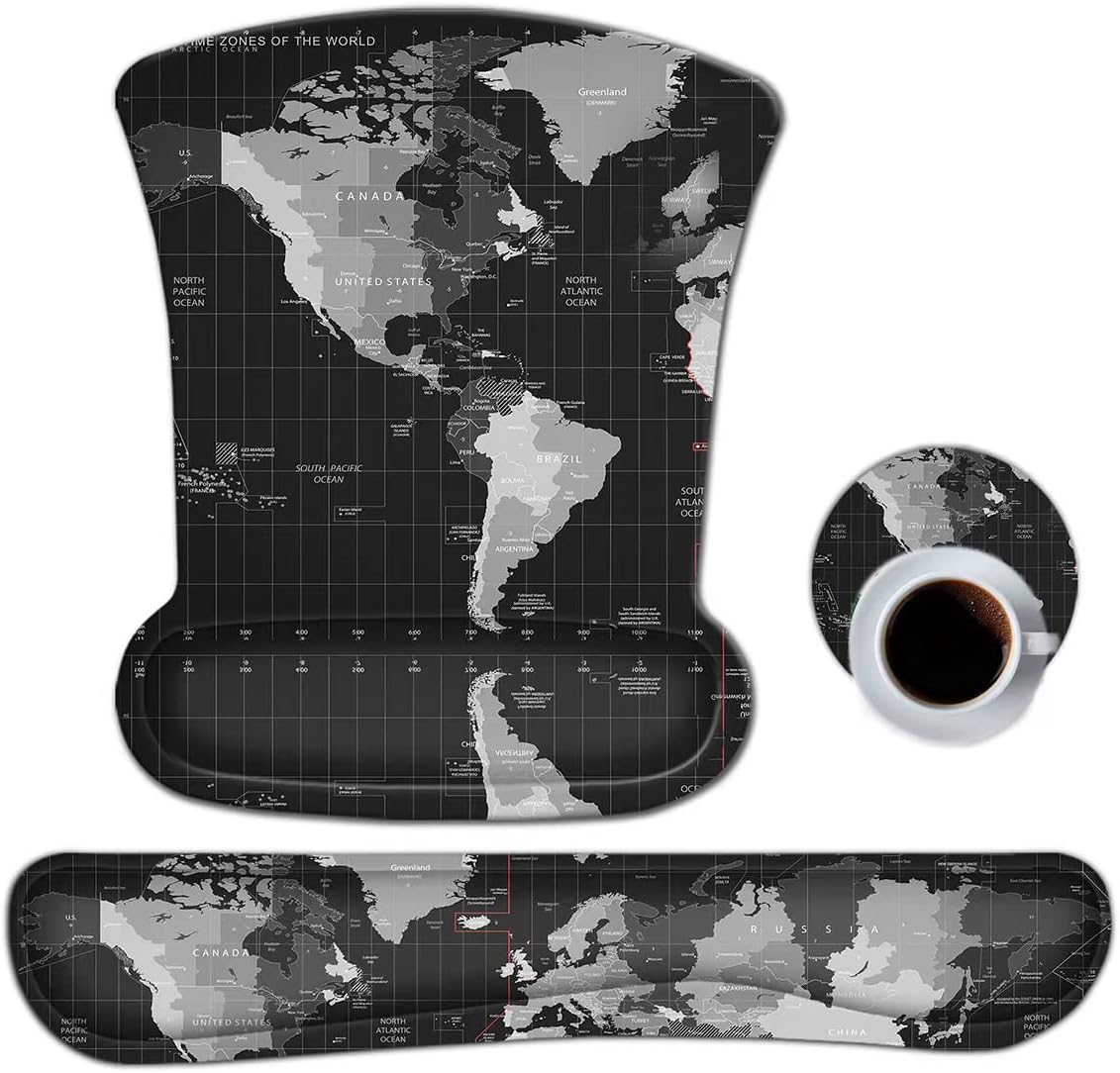 Keyboard Wrist Rest Pad Ergonomic Mouse Pad Set, ToLuLu Gel Mouse Pad Wrist Support for Computer Laptop, Mousepad Keyboard Wrist Support with Memory Foam for Easy Typing Pain Relief, Van Gogh Painting