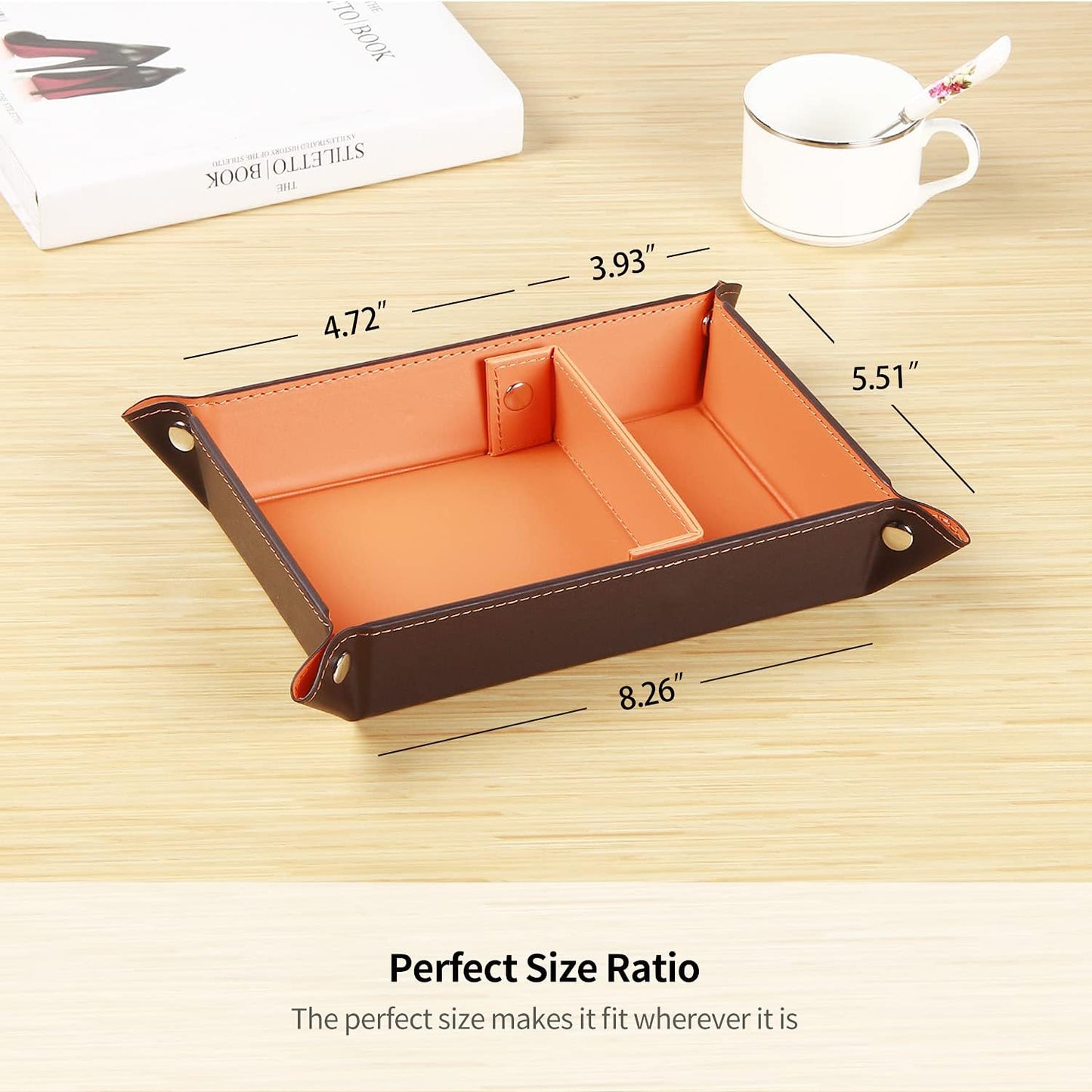 YAPISHI Key Dish Bowl for Men, Entryway Catchall Holder Bedside Table Valet Tray for Pocket Stuff, PU Leather Nightstand Organizer for Dice/Coins/Wallet/Watch/Rings/Sunglasses, Dresser/Coffee Table