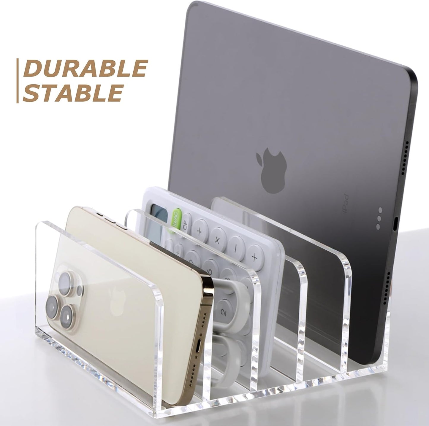 SANRUI 5 Compartments Acrylic Mail Sorter Holder, Clear Document Magazine Envelope File Rack, Vertical Letter Sorter & Multifunction Desk Organizer for Bills, Documents, Notebooks