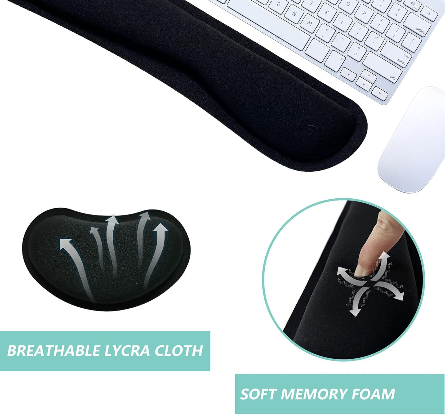 Keyboard Wrist Rest Mouse Wrist Support Set, Memory Foam Wrist Rest Pad for Computer Laptop Keyboard Mouse, Ergonomic Wrist Cushion Support for Typing Pain Relief, Gaming Home Office, Purple