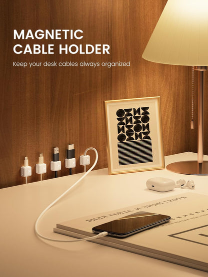 8 Pack Magnetic Cable Clips, Phone Cord Holder for Nightstand, Under Desk Cable Management, Canisflax Adhesive Wire Charging Cord Organizer Keepers Holder for Home Office Car Wall Desktop