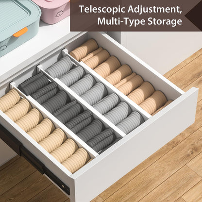 DUCOO 4 PCS Drawer Divider, 17"-22" Adjustable Bamboo Drawer Dividers Organizers, Expandable Separators for Kitchen, Clothes, Dressers, Home, Office