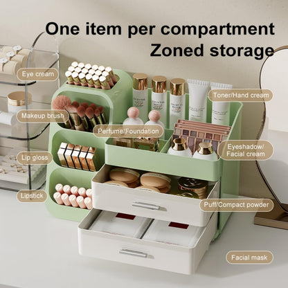 Booklov Makeup Organizer for Vanity, Countertop Cosmetic Display Case with Clear Acrylic Drawers, Bathroom Counter Beauty Caddy, Cute Table Storage Holder for Skincare, Brush Lipsticks, Crystal White