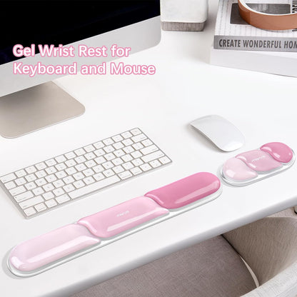 MOSISO Gel Keyboard Wrist Rest&Wrist Support for Mouse, Streamlined Ergonomic Soft Cooling Gel Mousepad Pain Relief Easy Typing Pad Non-Slip Computer Laptop Home/Office, Green