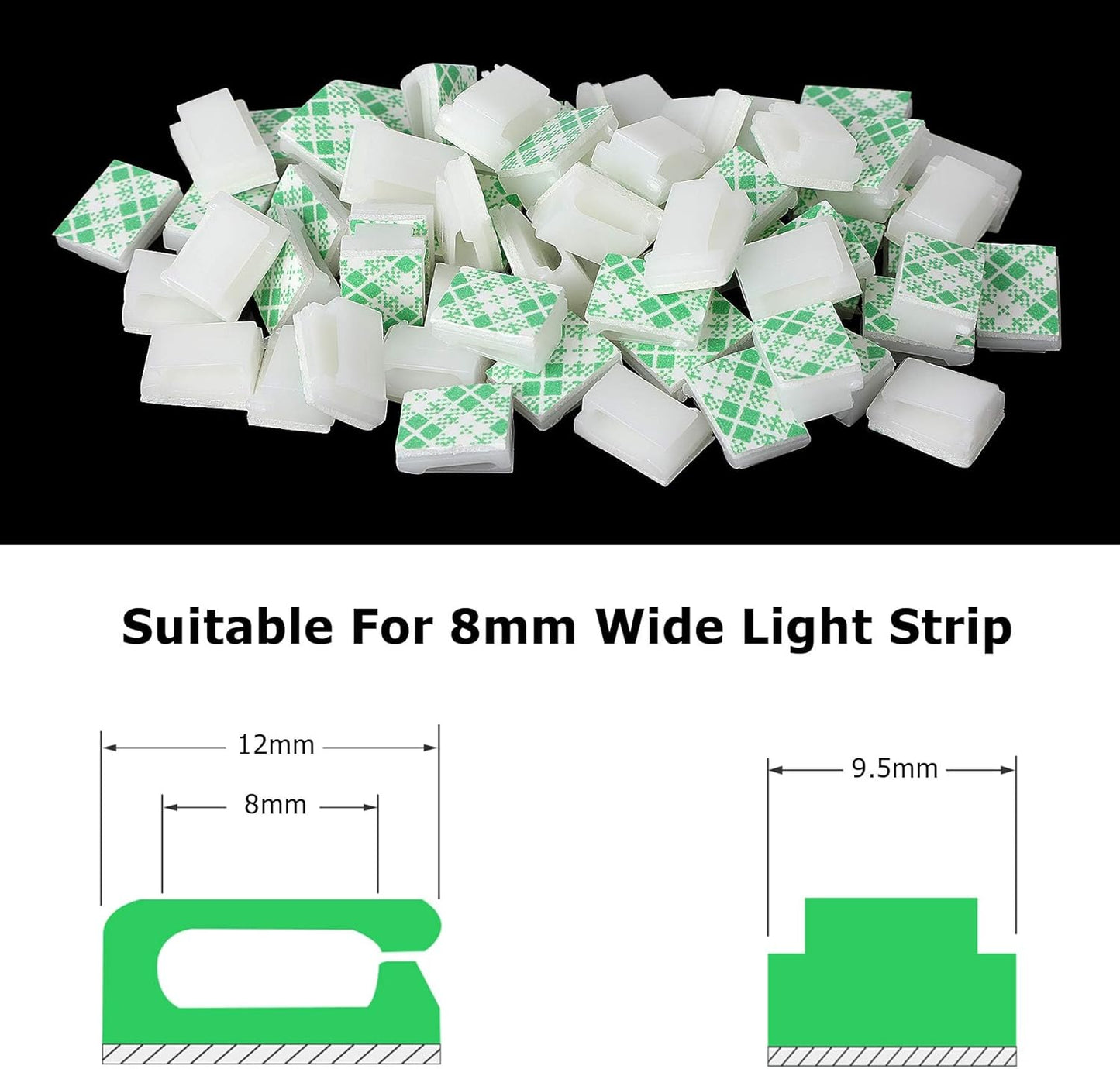 PETKNOWS 80 PCS Adhesive Cable Clips Christmas Clear Light Strip Mounting Clips Led Light Wire Holder Cable Clamp Organizer for Desk Outdoor Wall Cable