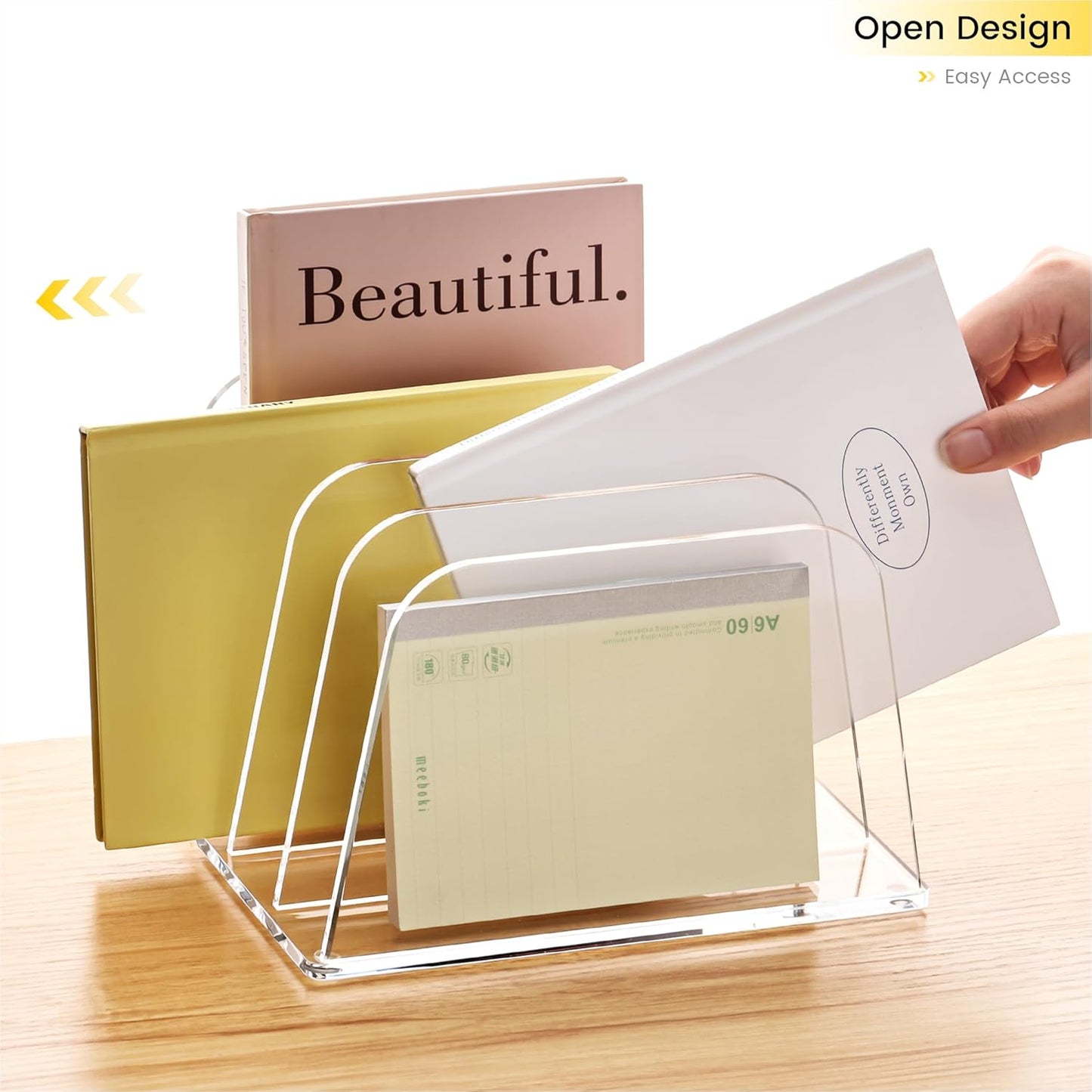 YUXUN Desk File Organizer,5-Section Vertical Clear Acrylic Desk Organizer File Holder Mail Sorter Office Organization for Office Home &Classroom（B5）