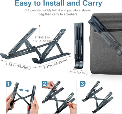 ivoler Laptop Stand, Laptop Holder Riser Computer Tablet Stand, 6 Angles Adjustable Aluminum Ergonomic Foldable Portable Desktop Holder Compatible with 10-15.6” MacBook,iPad, HP, Dell, Lenovo Silver